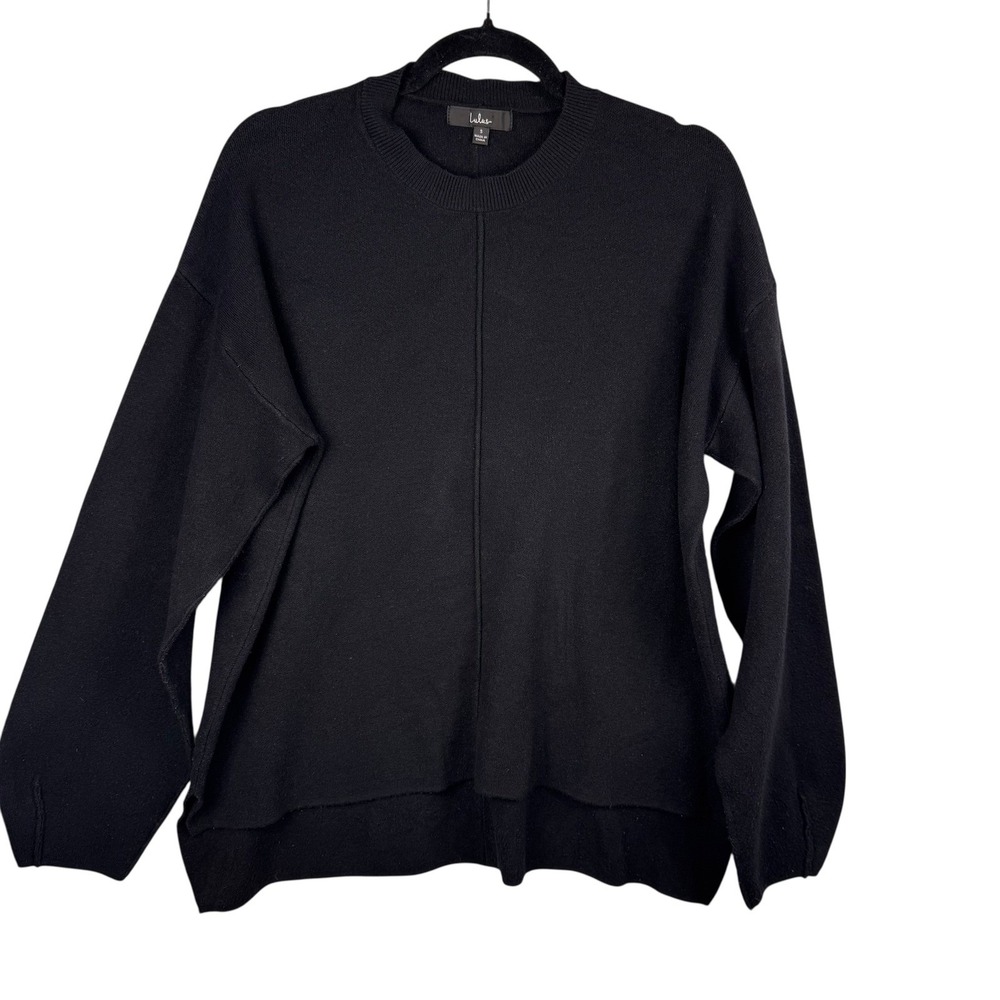 Lulus Sweater Small Oversized Black Knit Pullover Relaxed Fit Long Sleeve‎ - Picture 3 of 13